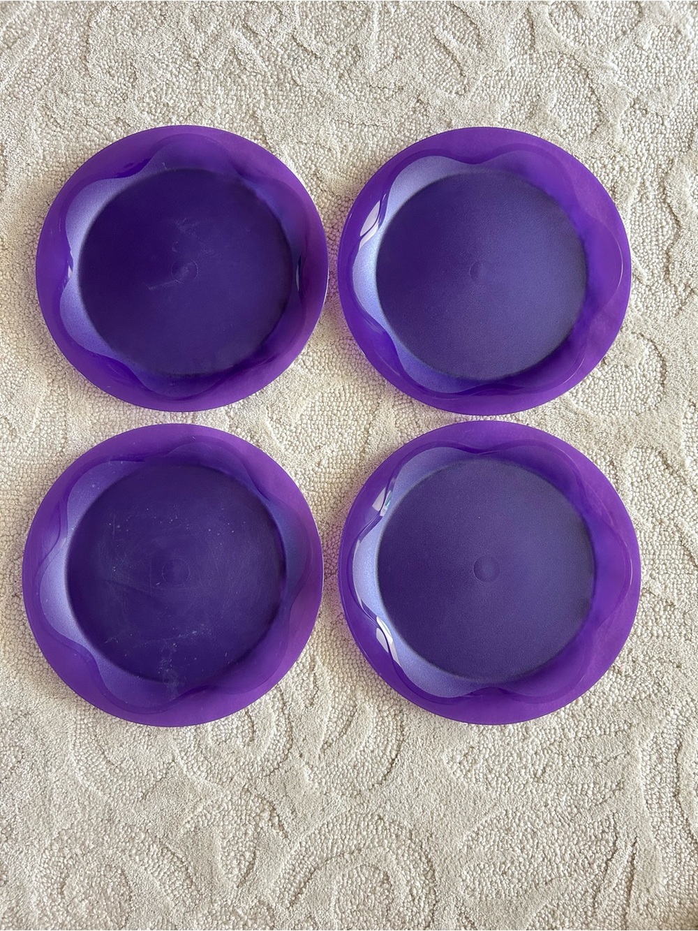 Tupperware Purple Plates Set of 4 Open House 11" Round Dinner Plates